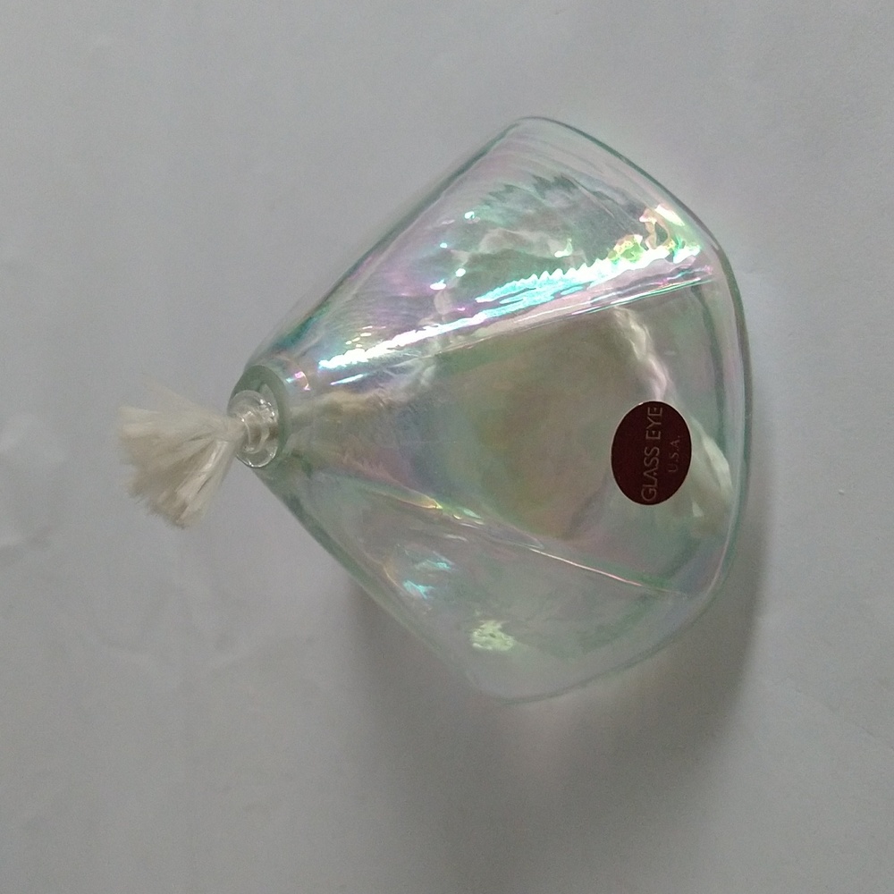 Vintage Oil Lamp Glass Eye Studio GES Art Glass Iridescent Seattle WA